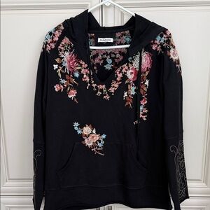 Paparazzi Black Hoodie with Intricate Floral Embroidery